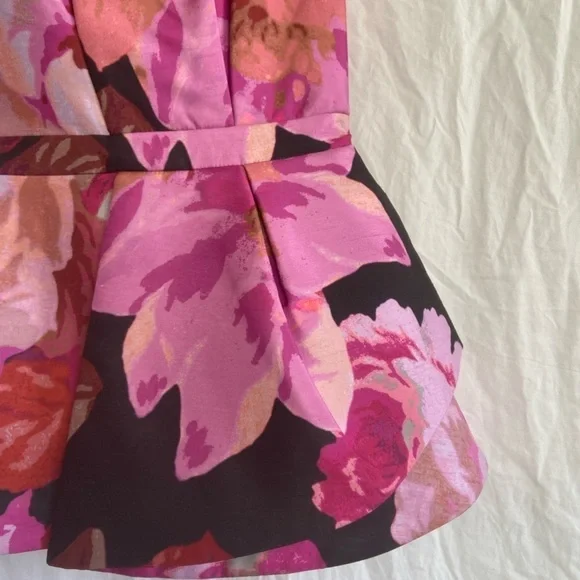 Cameo Strapless Abstract Floral Bustier Top Peplum Corset Modern Party Size S - Picture 6 of 15